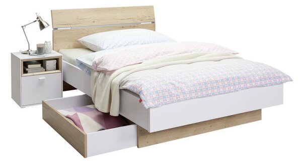 POSTELJA 120 cm x 200 cm , leseni material bela, barve hrasta