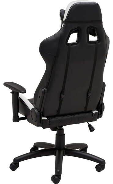 GAMING STOL kovina, umetna masa, tekstil črna, bela
