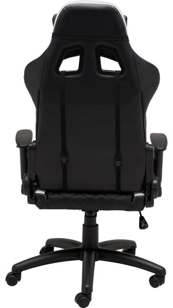 GAMING STOL kovina, umetna masa, tekstil črna, bela