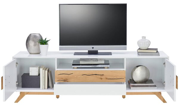TV-ELEMENT bela, barve hrasta