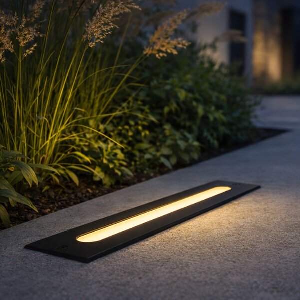 Sodoben talni reflektor črne barve 30 cm, vključno z LED IP65 - Eline