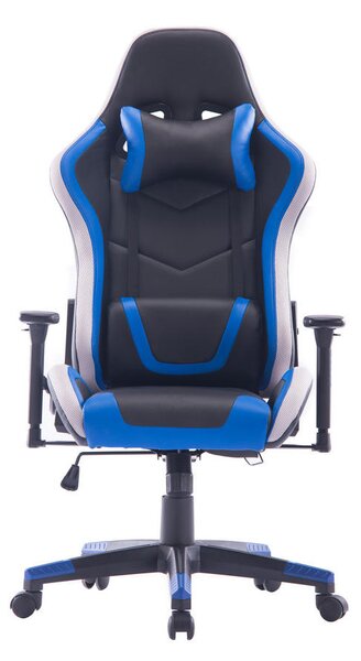 GAMING STOL kovina, umetna masa, tekstil modra, črna, bela