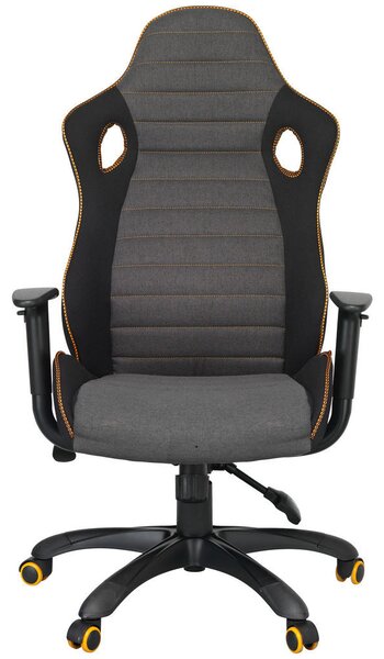 GAMING STOL kovina, umetna masa, tekstil siva, črna