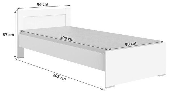 POSTELJA 90 cm x 200 cm , leseni material bela