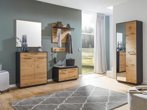 OMARA ZA ČEVLJE furnirano antracit, barve hrasta