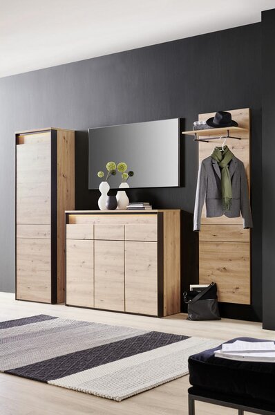 STENSKO OGLEDALO, 125/70/2 cm steklo, leseni material