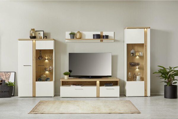 TV-ELEMENT bela, barve hrasta