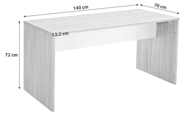 MLADINSKA PISALNA MIZA leseni material bela, barve hrasta