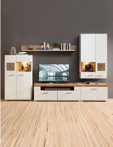 TV-ELEMENT bela, barve hrasta
