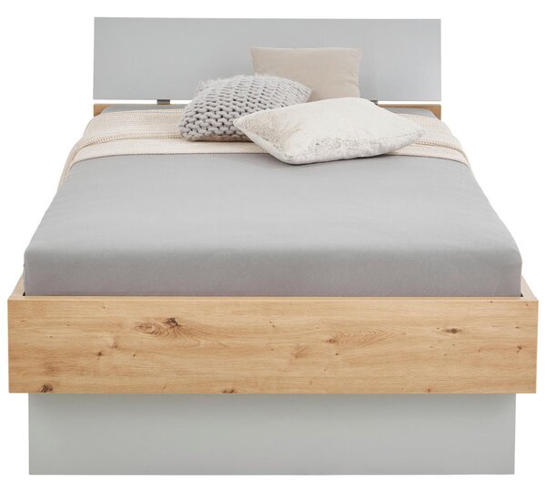 POSTELJA 120 cm x 200 cm , leseni material siva, barve hrasta