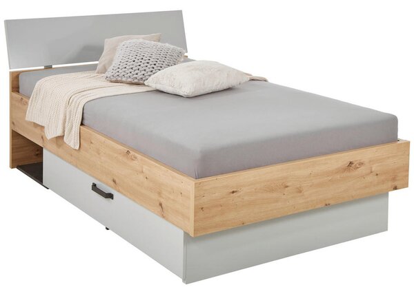 POSTELJA 120 cm x 200 cm , leseni material siva, barve hrasta