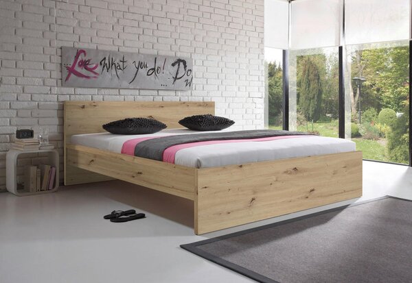 POSTELJA 140 cm x 200 cm , leseni material hrast artisan