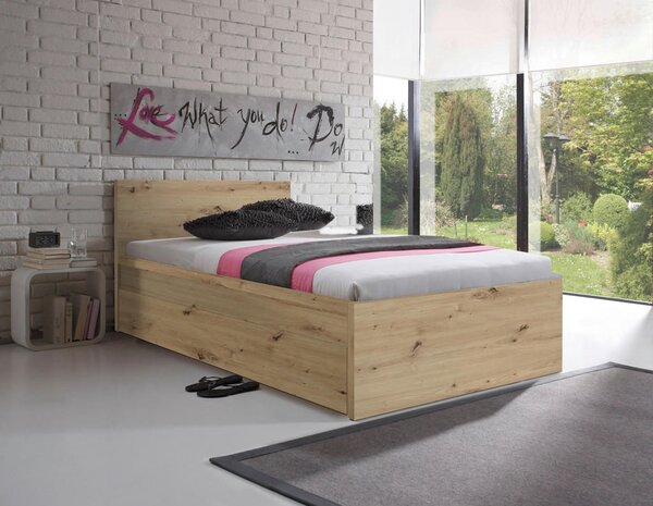 POSTELJA 90 cm x 200 cm , leseni material hrast artisan