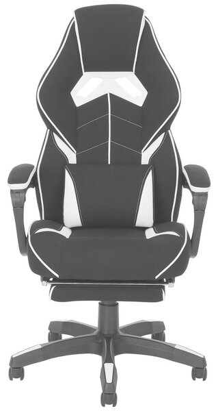 GAMING STOL kovina, umetna masa, tekstil črna, bela