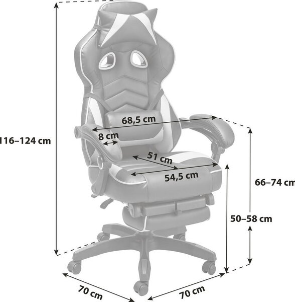 GAMING STOL les, kovina, umetna masa, tekstil siva, črna