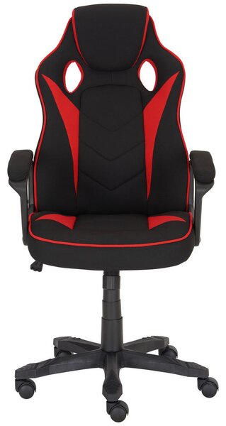 GAMING STOL kovina, umetna masa, tekstil rdeča, črna