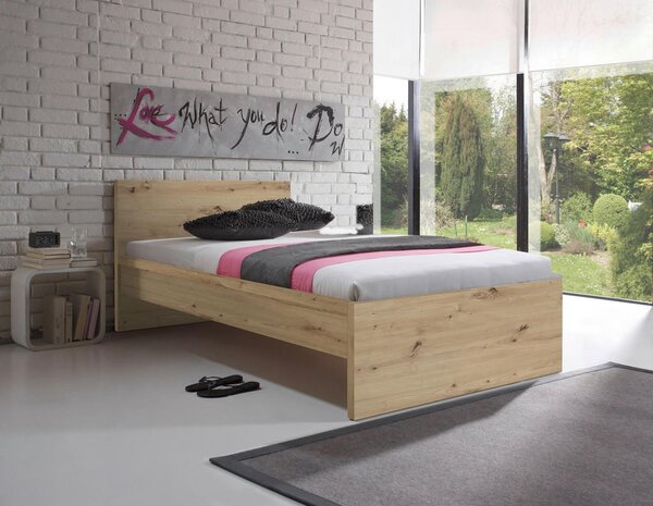 POSTELJA 90 cm x 200 cm , leseni material hrast artisan