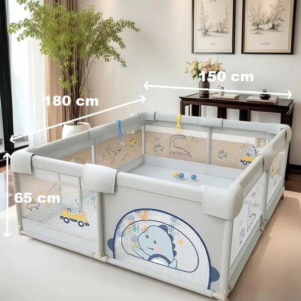 Playfort™ Otroška Ograja Za Igro - 180 X 150 Cm, PlayFort™ otroška ograja za igro (Siva) - 180 x 150 cm