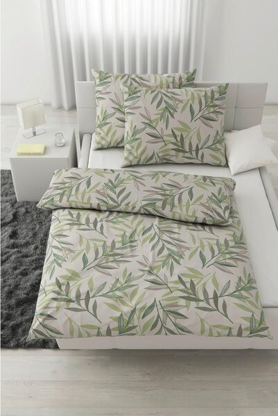 Modern Living Posteljnina Stitched Leaves, Bež, 2x60/80, 200/200