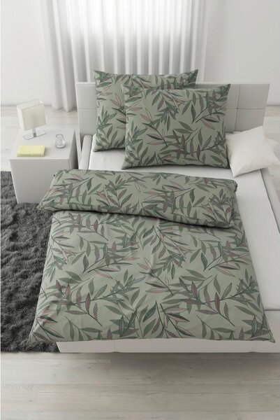 Modern Living Posteljnina Stitched Leaves, Zelena, 2x60/80, 200/200