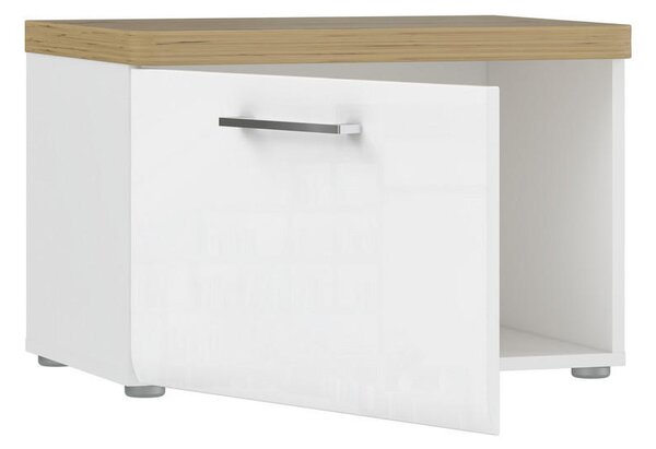 GARDEROBNA KLOP bela, hrast artisan, bela, visoki sijaj