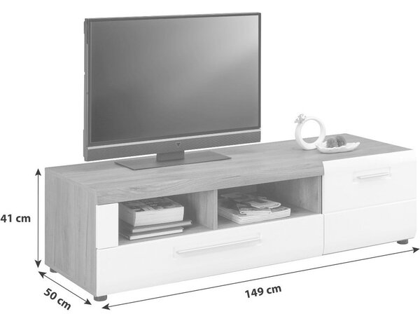 TV-ELEMENT bela, barve hrasta