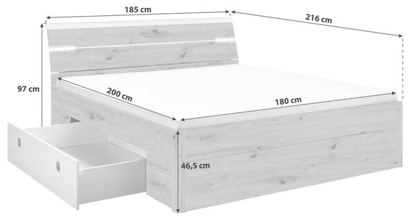 POSTELJA S PREDALOM 180 cm x 200 cm , bela