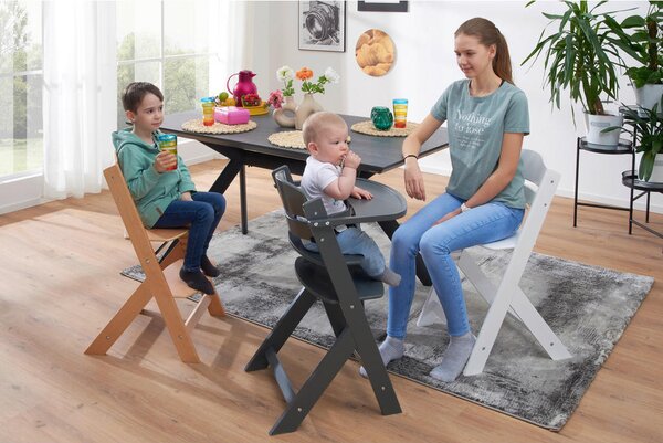 STOLČEK ZA HRANJENJE Lunch 45/50,5/78,5 cm temno siva