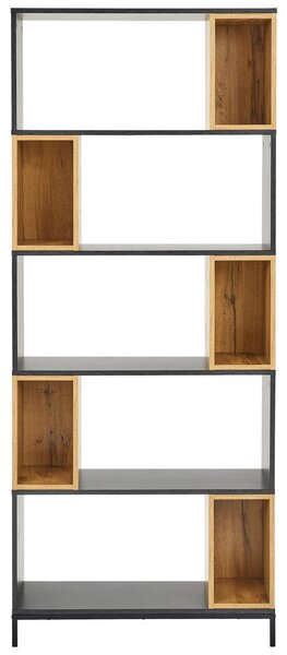 REGAL 80/194/30 cm črna, barve hrasta, temno siva