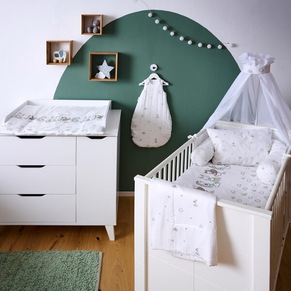 SET ZA OTROŠKO POSTELJICO Modern Clouds 100/135 cm siva, zelena, bela