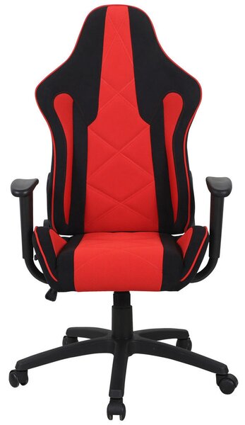 GAMING STOL umetna masa, tekstil rdeča, črna