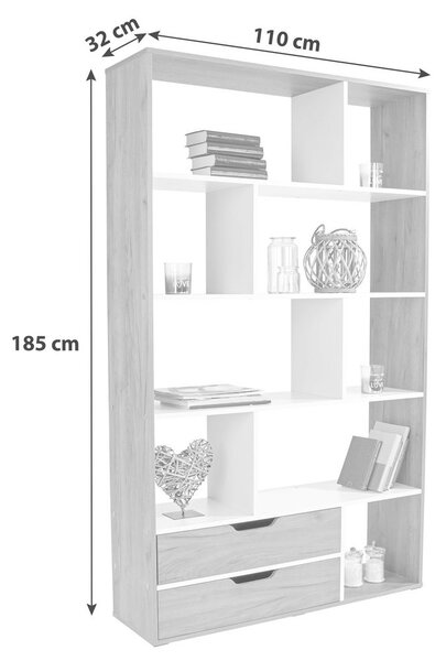 SOBNA PREGRADA 110/185/32 cm siva, barve hrasta