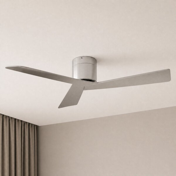 Lucande Stropni ventilator Ventoro, premer 132 cm, srebrna barva, kovina, Kovinska, Dnevna soba / jedilnica, Kovina, Sodobni