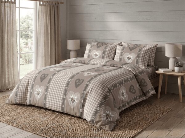 Krep posteljnina HEART RETRO POLY rjava Dimenzije posteljnine: 70 x 90 cm | 140 x 200 cm