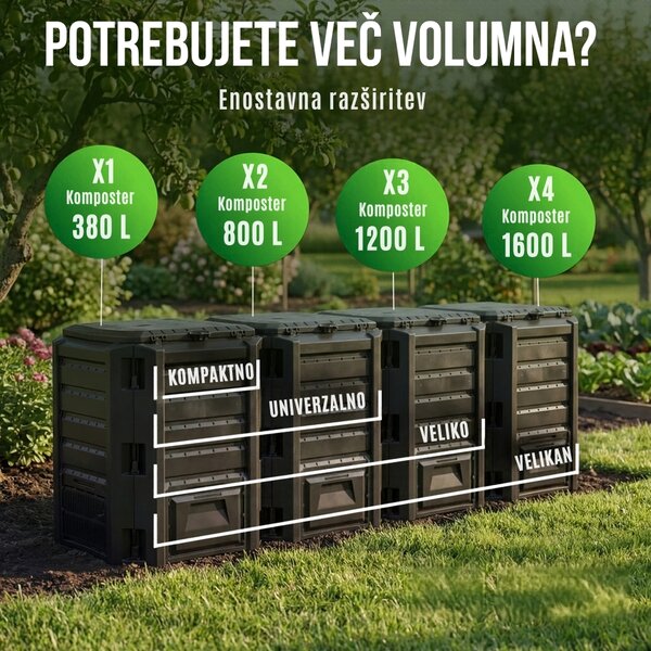 Kompostnik - Compogreen 800l, črn Prosperplast