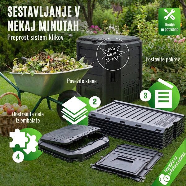 Kompostnik - Compogreen 800l, črn Prosperplast