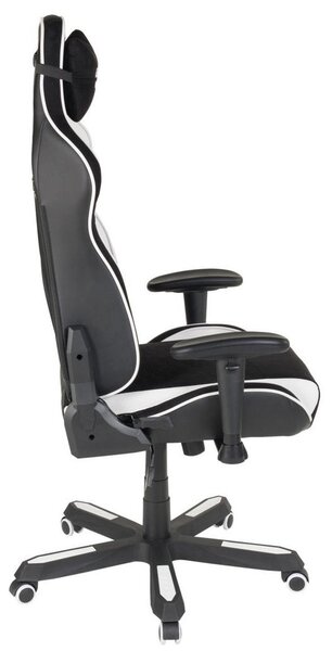 GAMING STOL tekstil črna, bela