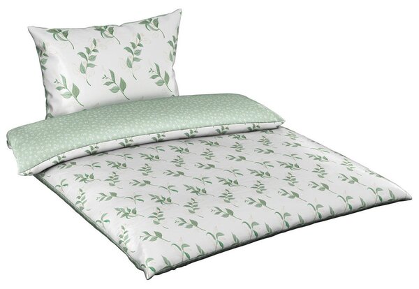 OBOJESTRANSKA POSTELJNINA IVY 140/200 cm saten naravne barve