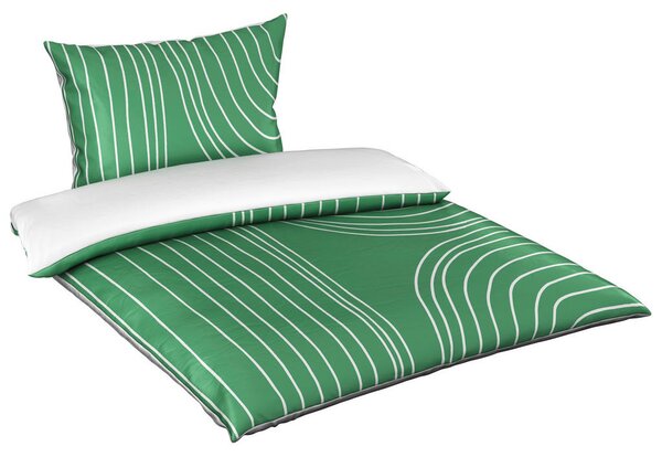 OBOJESTRANSKA POSTELJNINA EMERALD 140/200 cm saten žadasto zelena