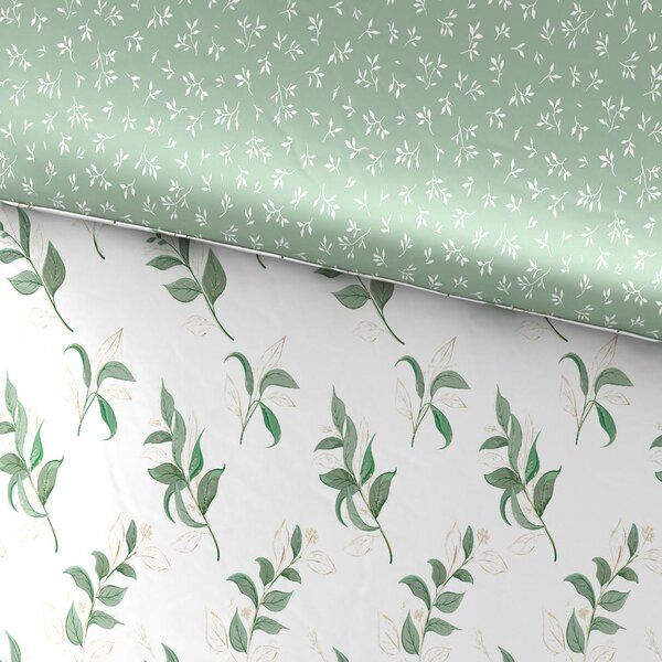 OBOJESTRANSKA POSTELJNINA IVY 140/200 cm saten naravne barve