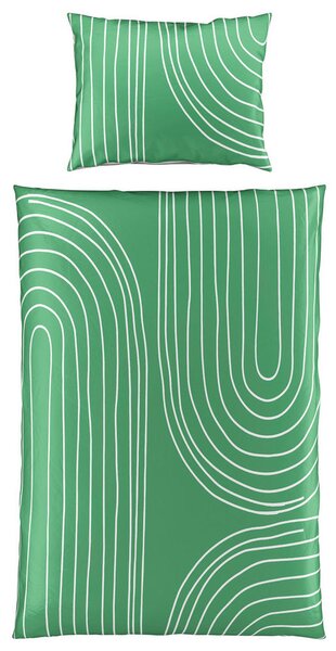 OBOJESTRANSKA POSTELJNINA EMERALD 140/200 cm saten žadasto zelena
