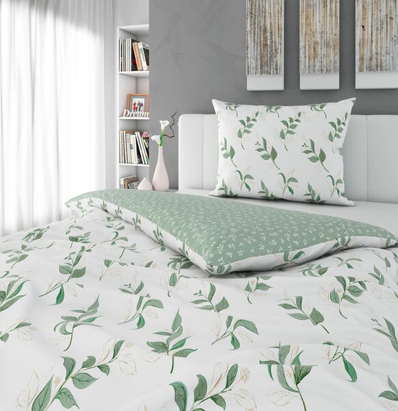 OBOJESTRANSKA POSTELJNINA IVY 140/200 cm saten naravne barve