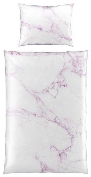 POSTELJNINA PINK MARBLE 140/200 cm saten svetlo siva