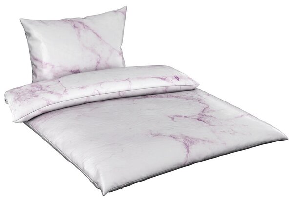 POSTELJNINA PINK MARBLE 140/200 cm saten svetlo siva
