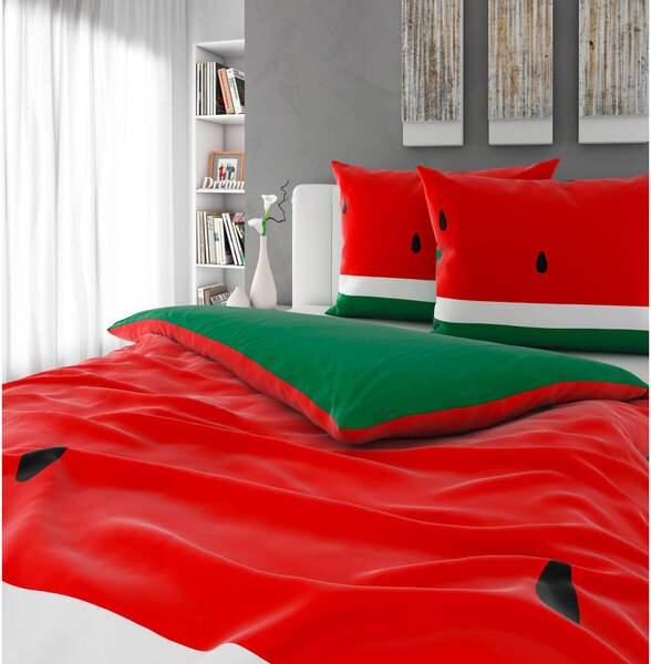 OBOJESTRANSKA POSTELJNINA WATERMELON 200/240 cm saten večbarvno