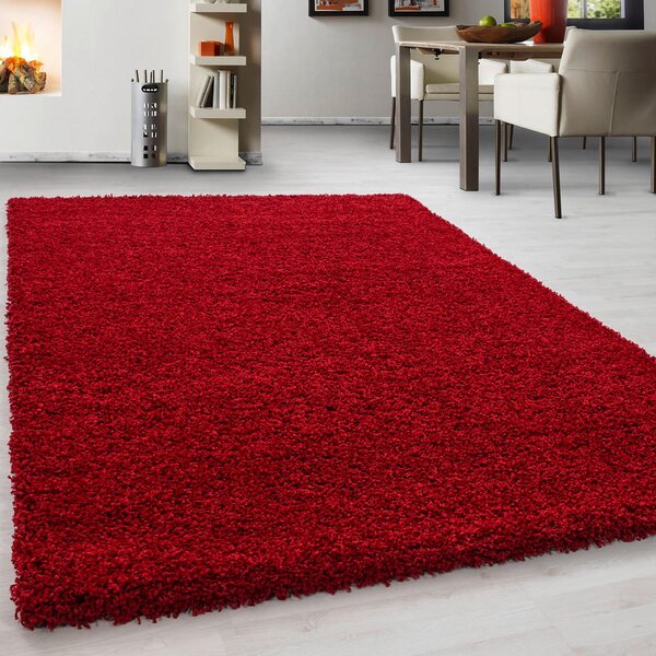 PREPROGA Z VISOKIM FLOROM Life 1500 140/200 cm tkano rdeča