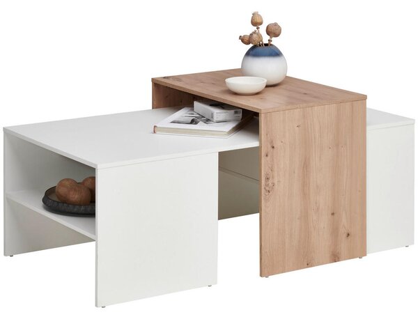 KLUBSKA MIZA, 115/50/70 cm bela, barve hrasta