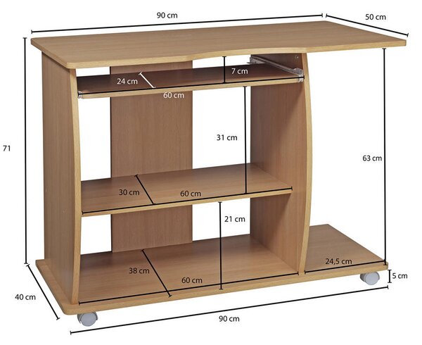 RAČUNALNIŠKA MIZA leseni material barve bukve