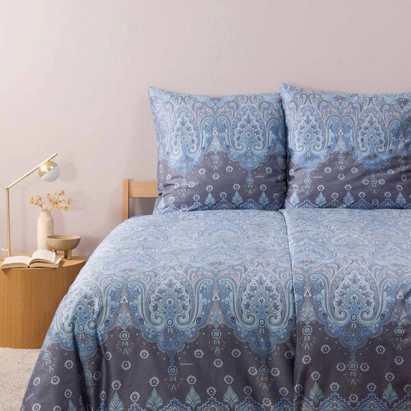POSTELJNINA ISOLABELLA 200/200 cm saten pastelno modra