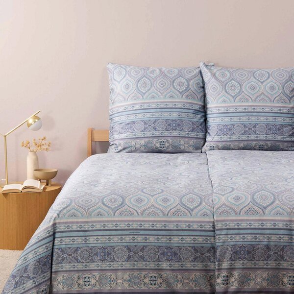 POSTELJNINA HANBURY 140/200 cm saten pastelno modra